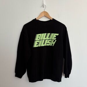 H&M Billie Eilish Sweater XS Black Lime Green Crewneck Comfy Casual Cotton